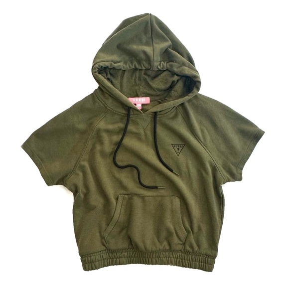 Guess womans green pullover short sleeve hoodie - Picture 2 of 6